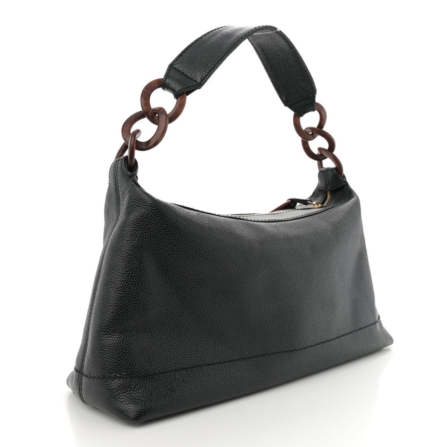 Caviar CC Wood Chain Hobo Black