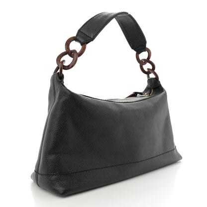 Chanel Caviar CC Wood Chain Hobo Black 3 of 12