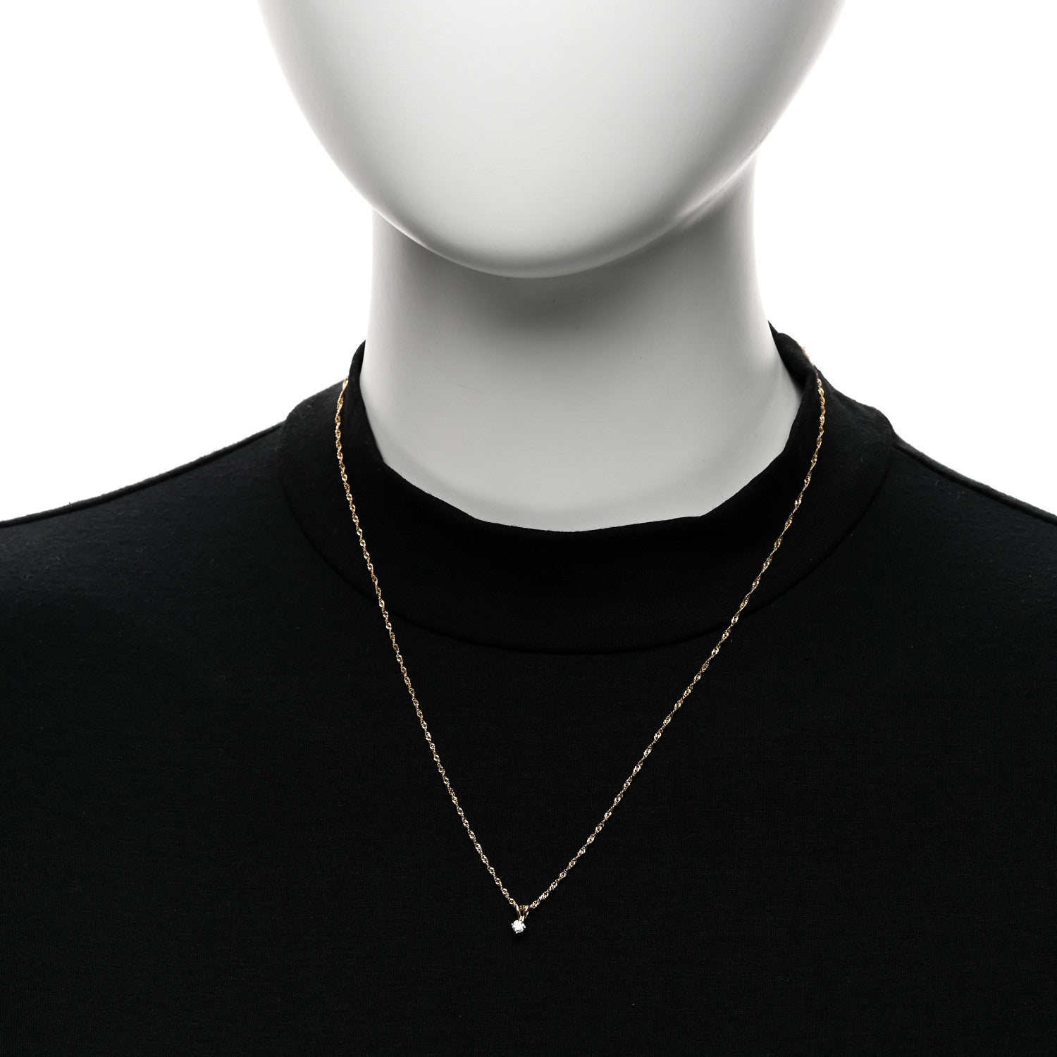 Parker & West by FASHIONPHILE 14K Yellow Gold Diamond .08ct Solitaire Pendant Necklace 2 of 5
