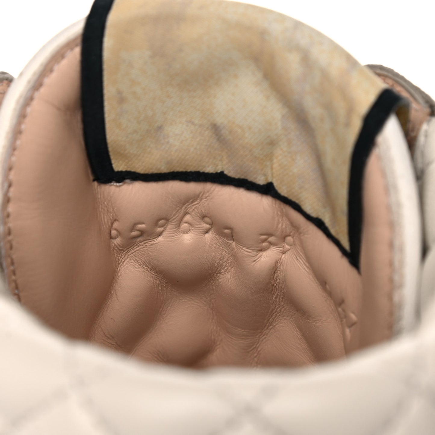 Calfskin GG Supreme Monogram Nappa Quilted Lace Up Ankle Boots 39 Mystic White Beige