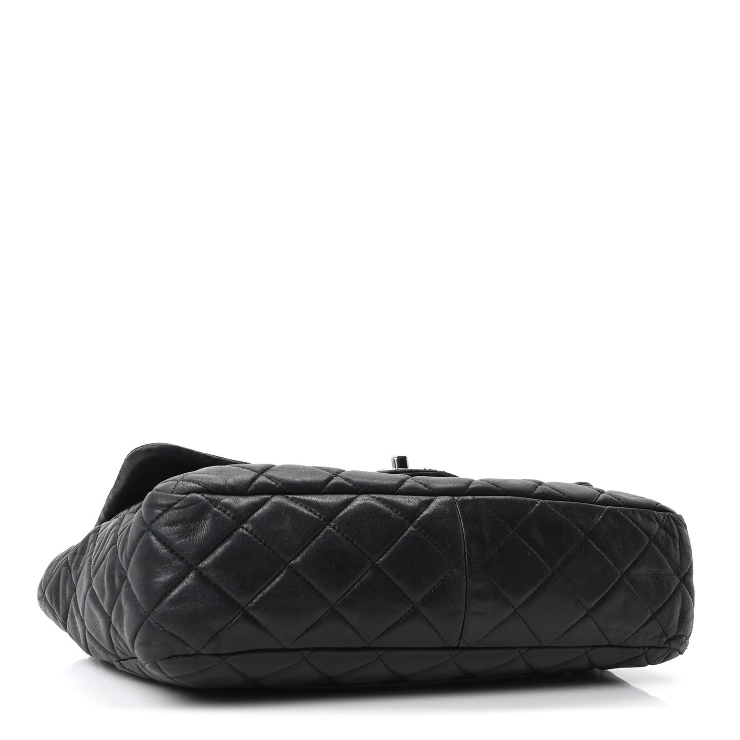 Lambskin Quilted Jumbo Single Flap Black