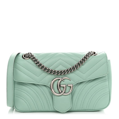 Gucci Calfskin Matelasse Small GG Marmont Shoulder Bag Water Green 1 of 10