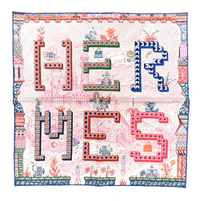 Hermes Silk Twill Super Silk Quest Detail Scarf 45 Rose Bleu Vert 1 of 4