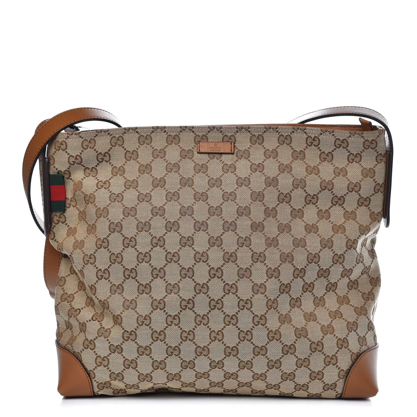 Monogram Large Flat Messenger Bag Brown