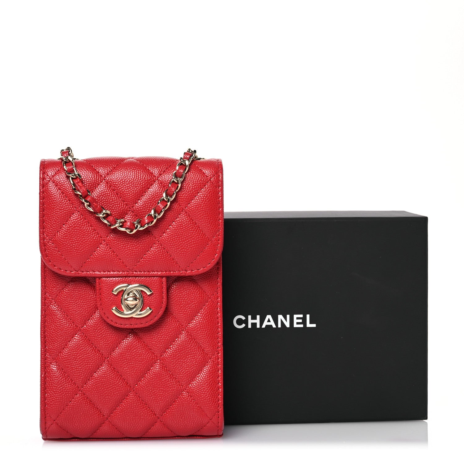 Chanel Caviar Quilted Classic Phone Holder Red 12 of 13