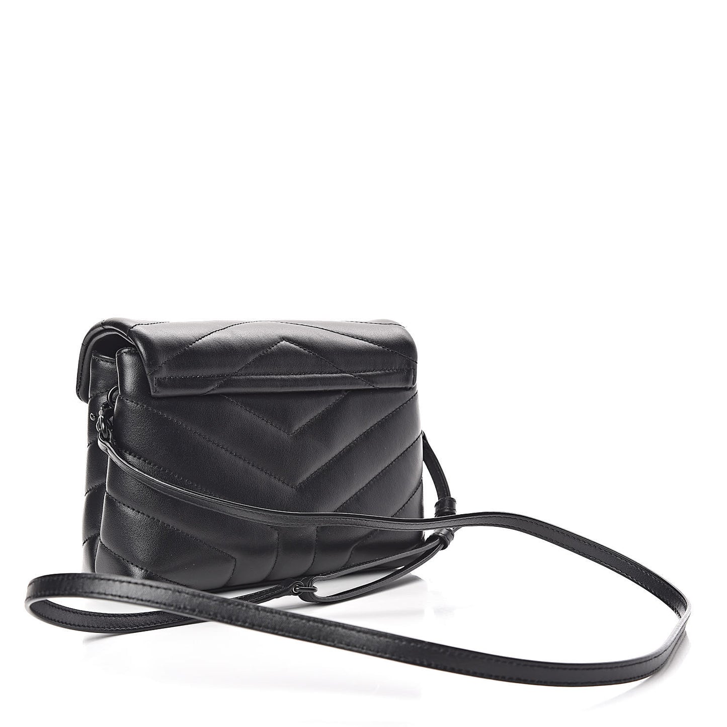 Calfskin Y Quilted Monogram Toy Loulou Crossbody Bag Black