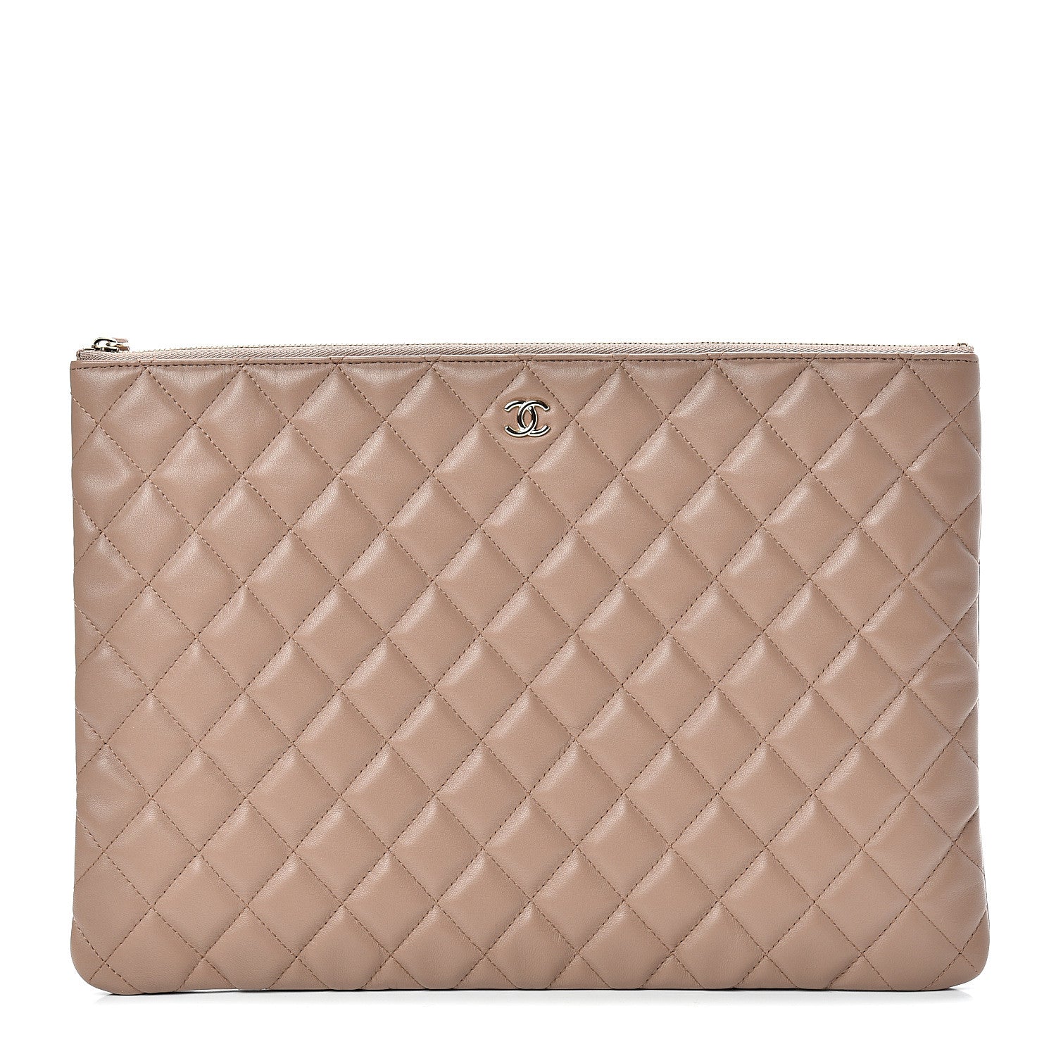 Chanel Lambskin Quilted Large Cosmetic Case Beige 1 of 7