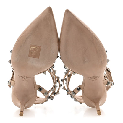 Valentino Garavani Nappa Rockstud Rolling Ankle Strap 65mm Pumps 37.5 Soft Noisette 6 of 11