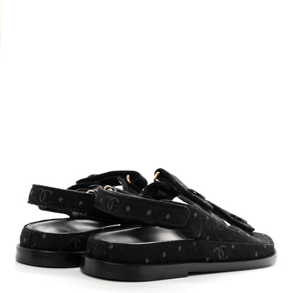 Chanel Denim Printed Dad Sandals 39.5 Black 4 of 8