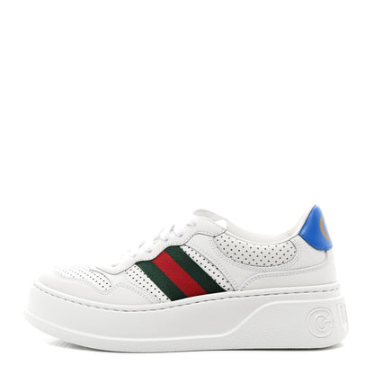 Gucci Calfskin Web Perforated Womens Platform 55mm Sneakers 38.5 White Bright Splash 1 of 10