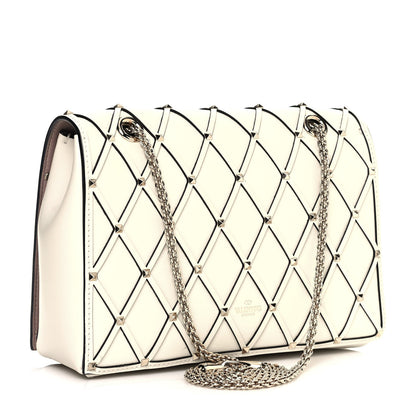 Valentino Garavani Smooth Calfskin Quilted Beehive Shoulder Bag Light Ivory 3 of 14