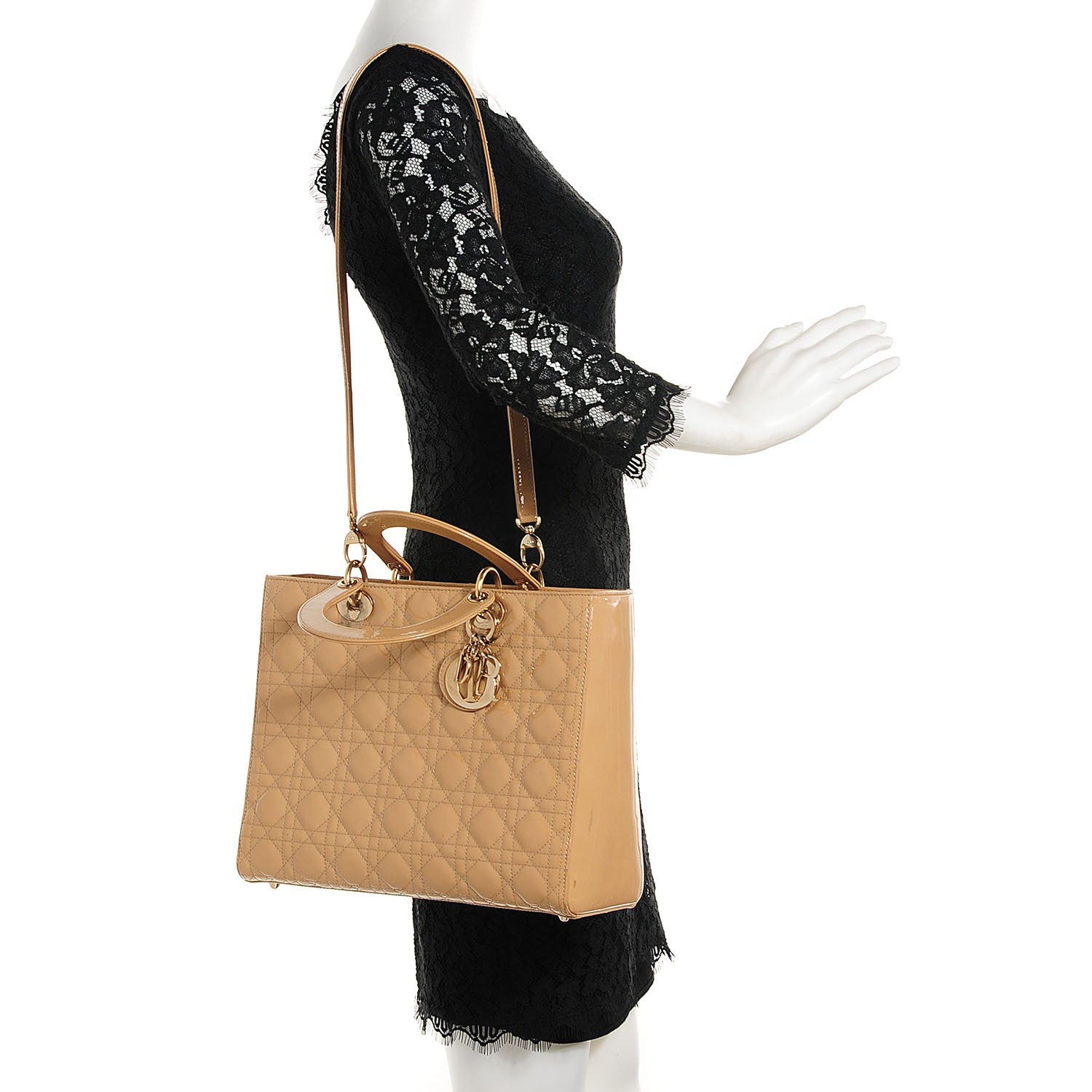 Christian Dior Patent Cannage Large Lady Dior Beige 2 of 8