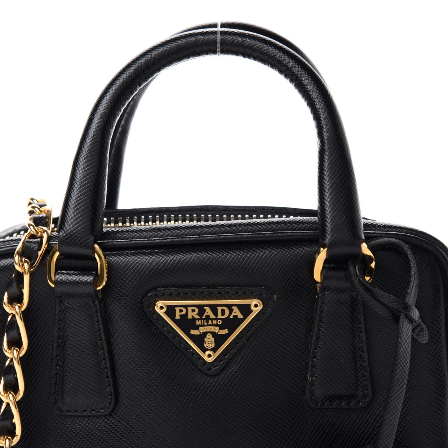Saffiano Lux Mini Top Handle Crossbody Bag Black