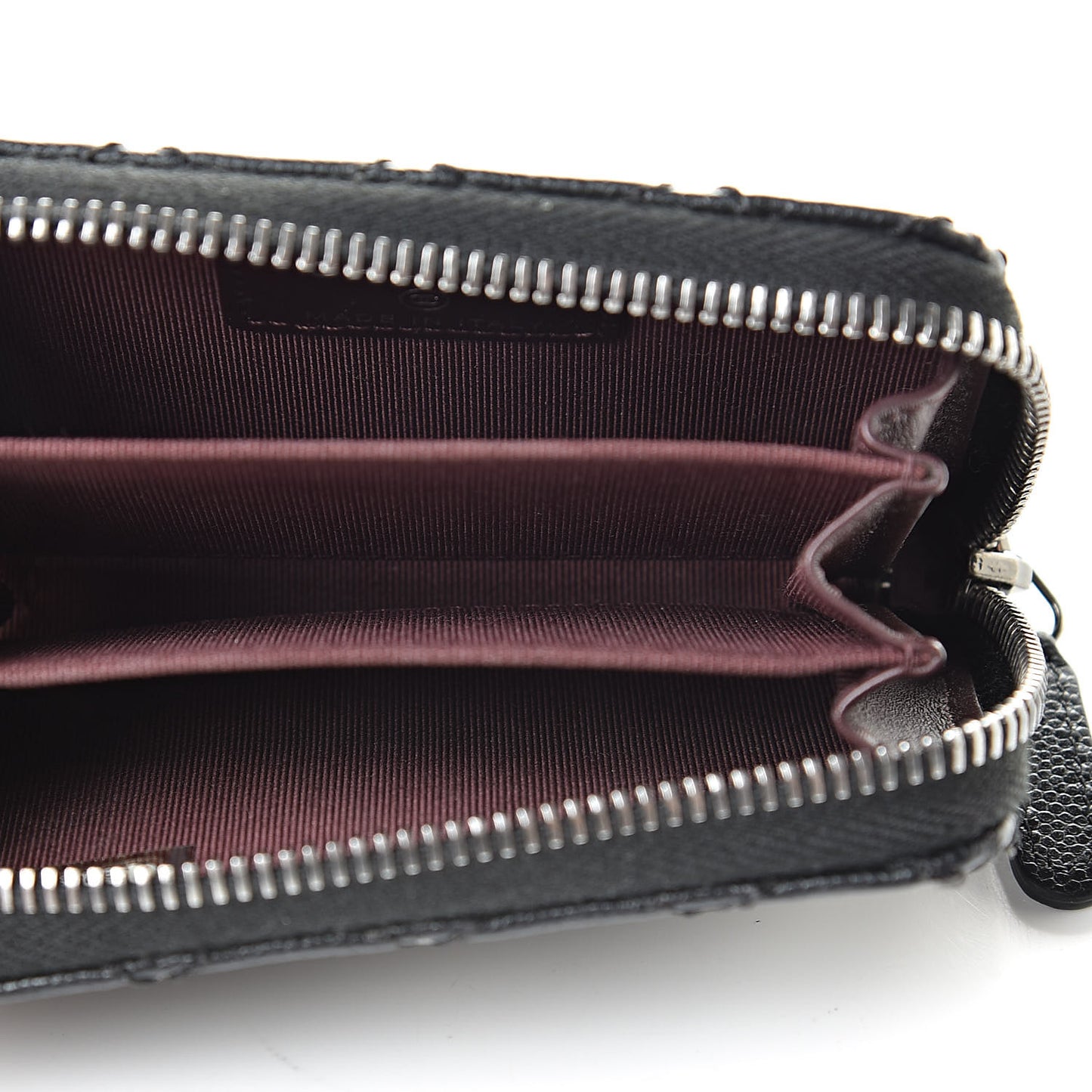 Caviar Stitched Zip Coin Purse Black