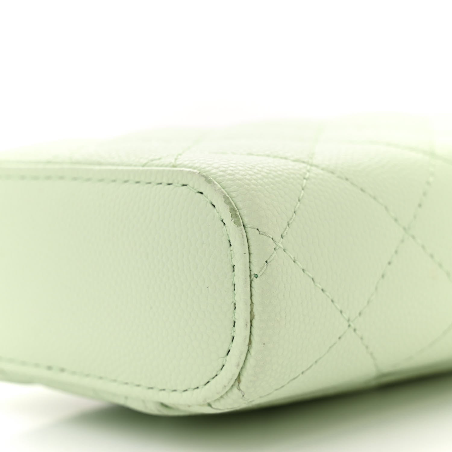 Chanel Caviar Quilted Phone Holder With Chain Light Green 10 of 13