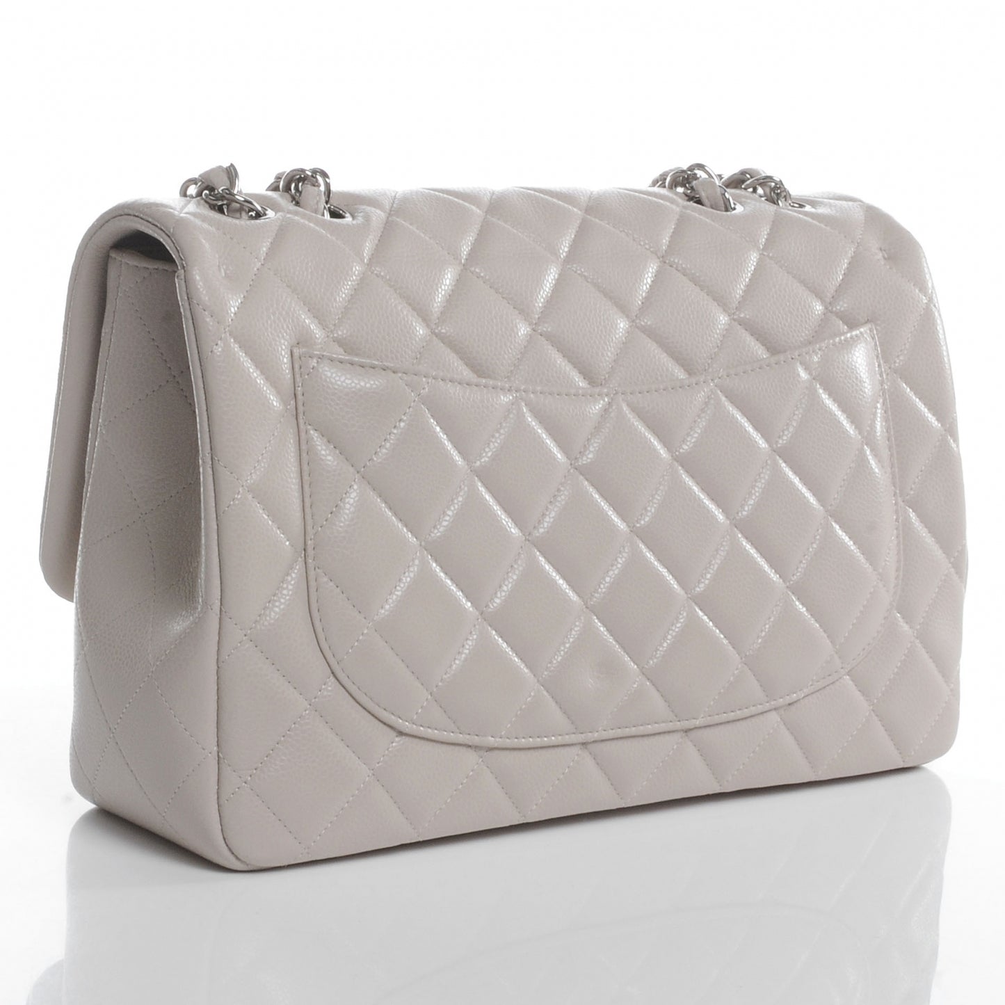 Caviar Jumbo Single Flap Ecru
