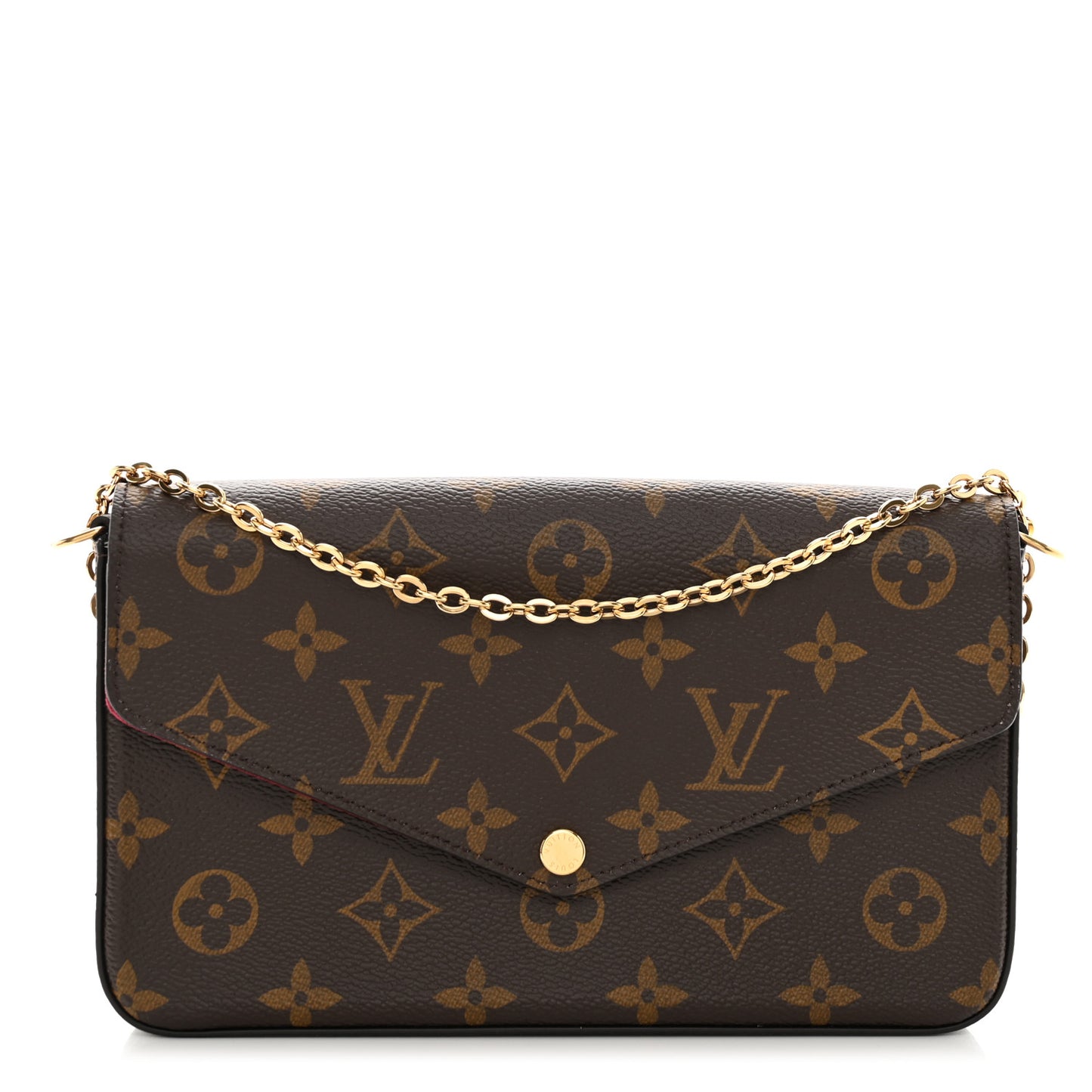 Monogram Pochette Felicie Chain Wallet Fuchsia