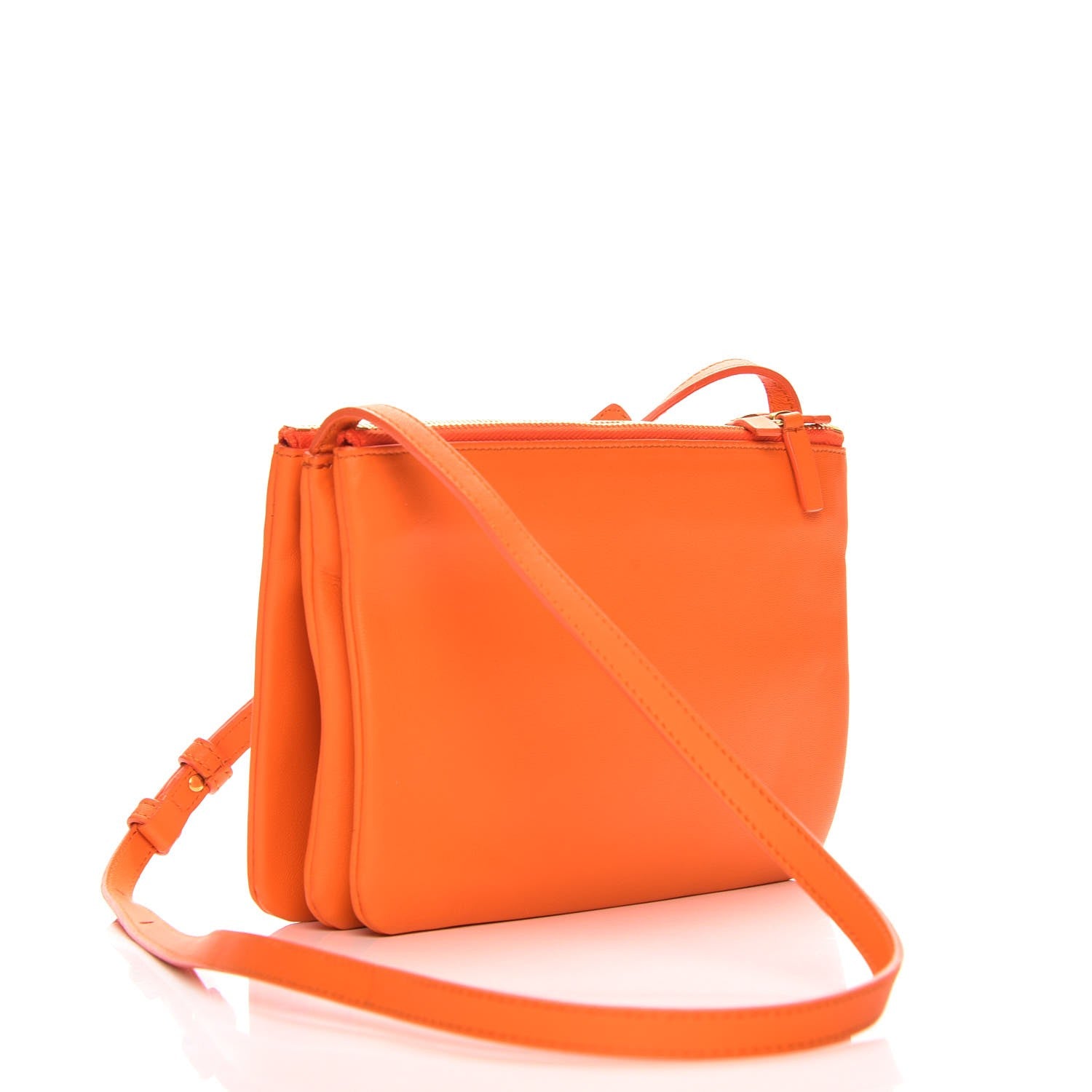 Celine Lambskin Small Trio Crossbody Bag Bright Orange 3 of 7
