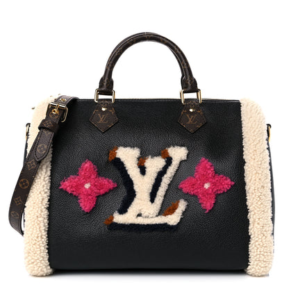 Louis Vuitton Calfskin Monogram Teddy Speedy Bandouliere 30 Black 1 of 8