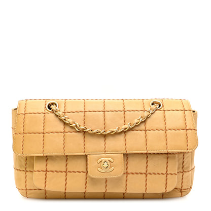 Chanel Lambskin Square Double Stitch Flap Beige 1 of 10