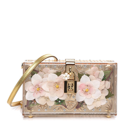 Dolce & Gabbana Metallic Plexiglass Crystal Embellished Shoulder Bag Gold 1 of 7