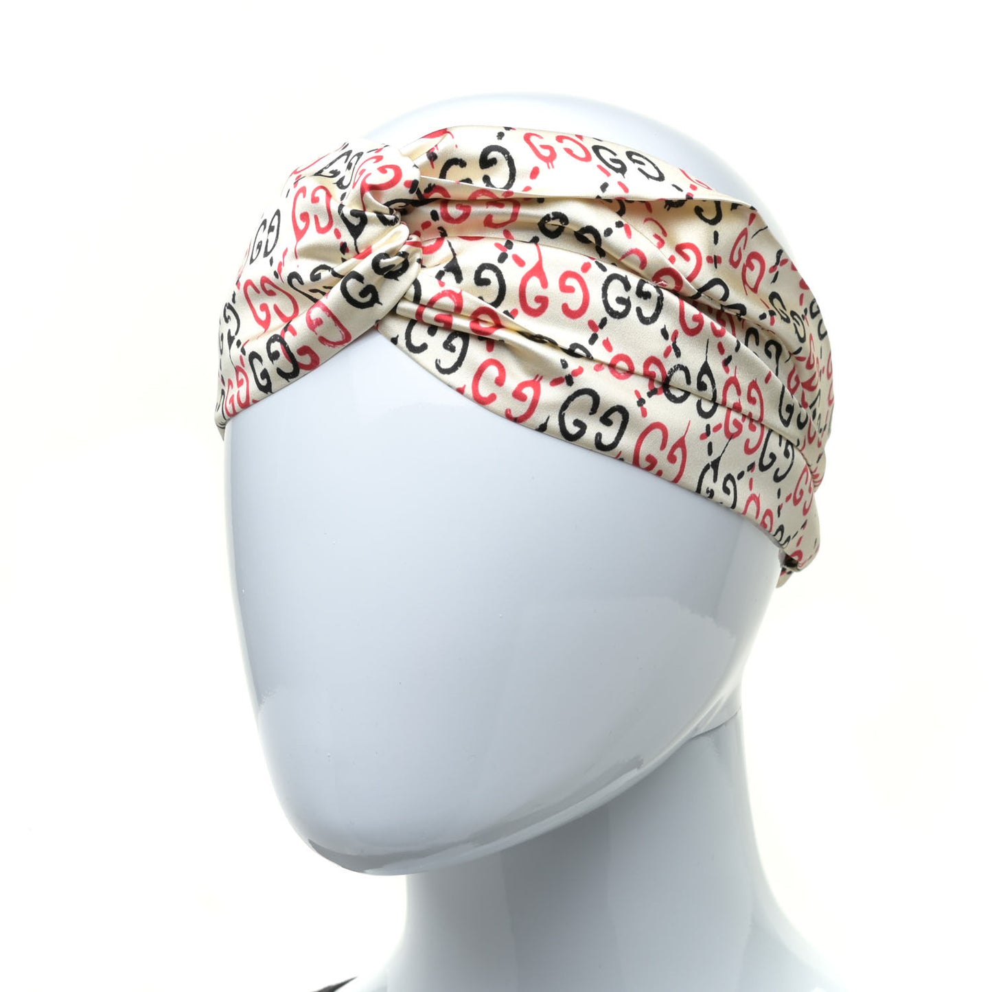 Silk GucciGhost Print Duchesse Headband White