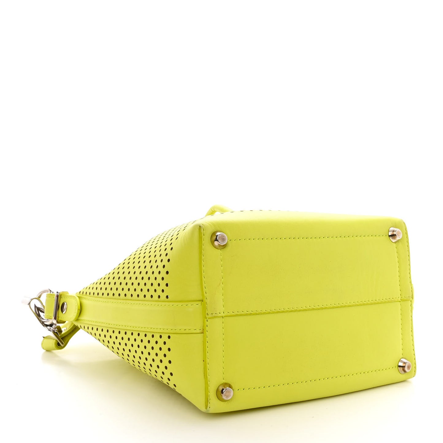 Calfskin Perforated Medium Bucket Bag Sulphur
