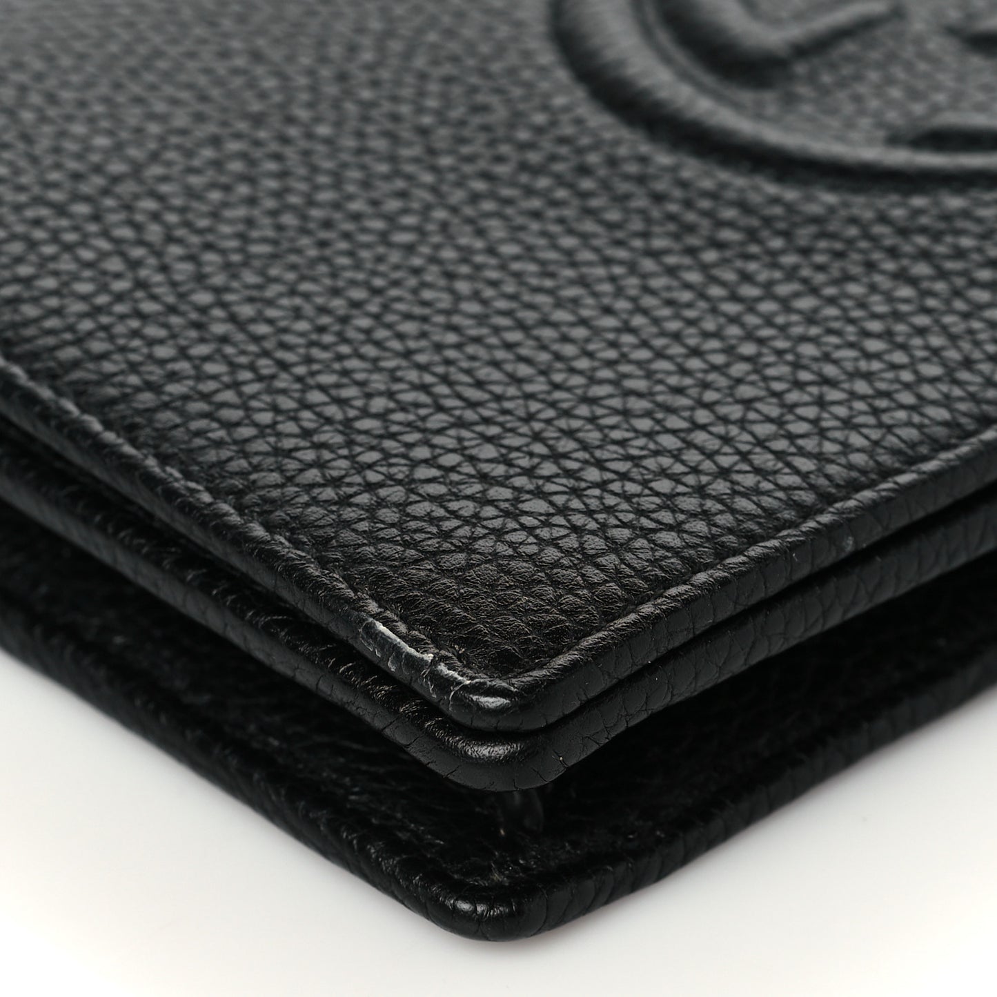 Pebbled Calfskin Soho Wallet on Chain Black