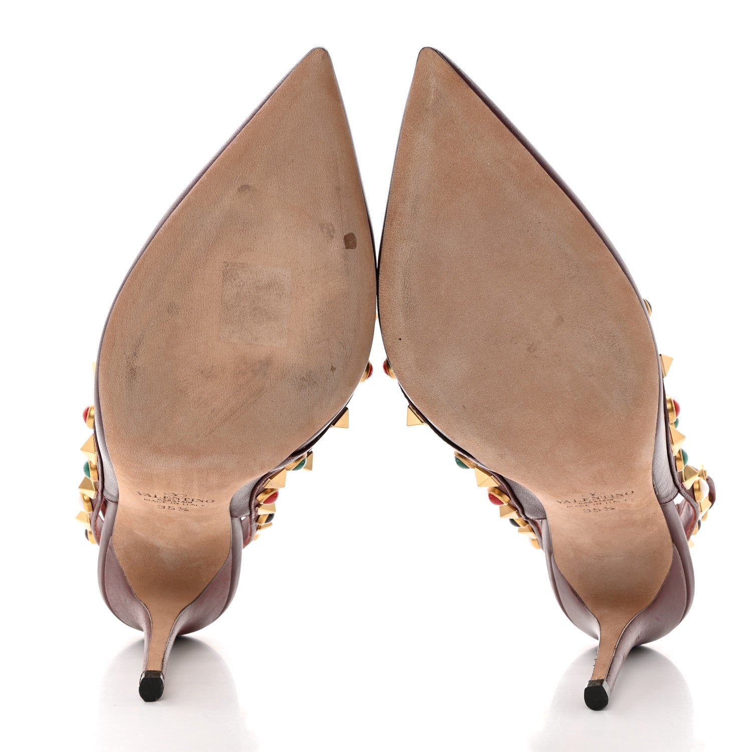 Valentino Garavani Nappa Rockstud Rolling Ankle Strap 100mm Pumps 35.5 Rubin 5 of 8