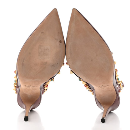Valentino Garavani Nappa Rockstud Rolling Ankle Strap 100mm Pumps 35.5 Rubin 5 of 8