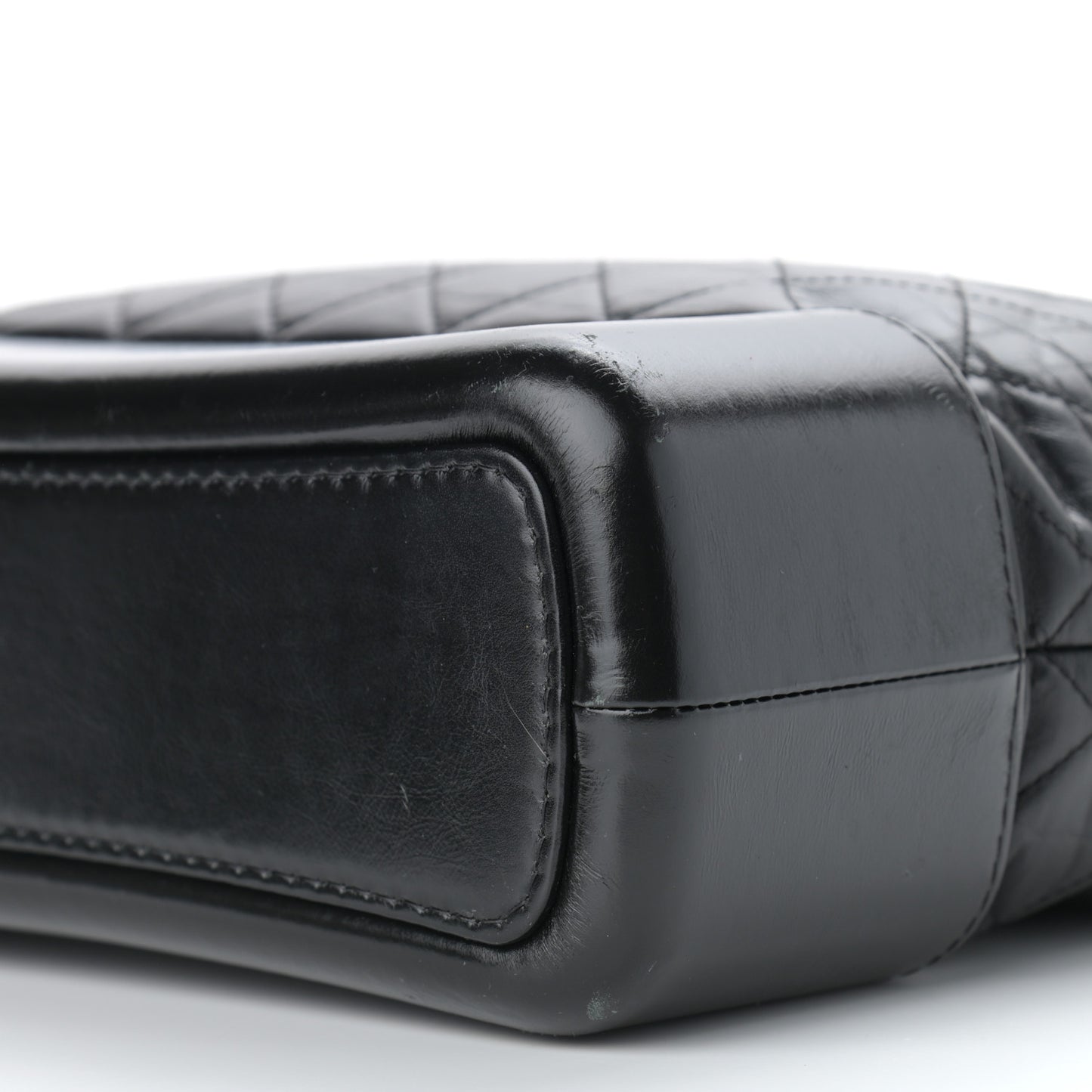Aged Calfskin Quilted Large Gabrielle Hobo Black