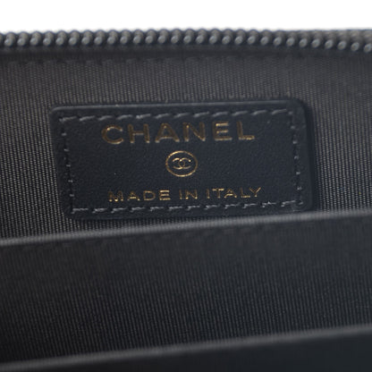 Chanel Lambskin Quilted Zip Around Boy Coin Purse Wallet Black 6 of 8