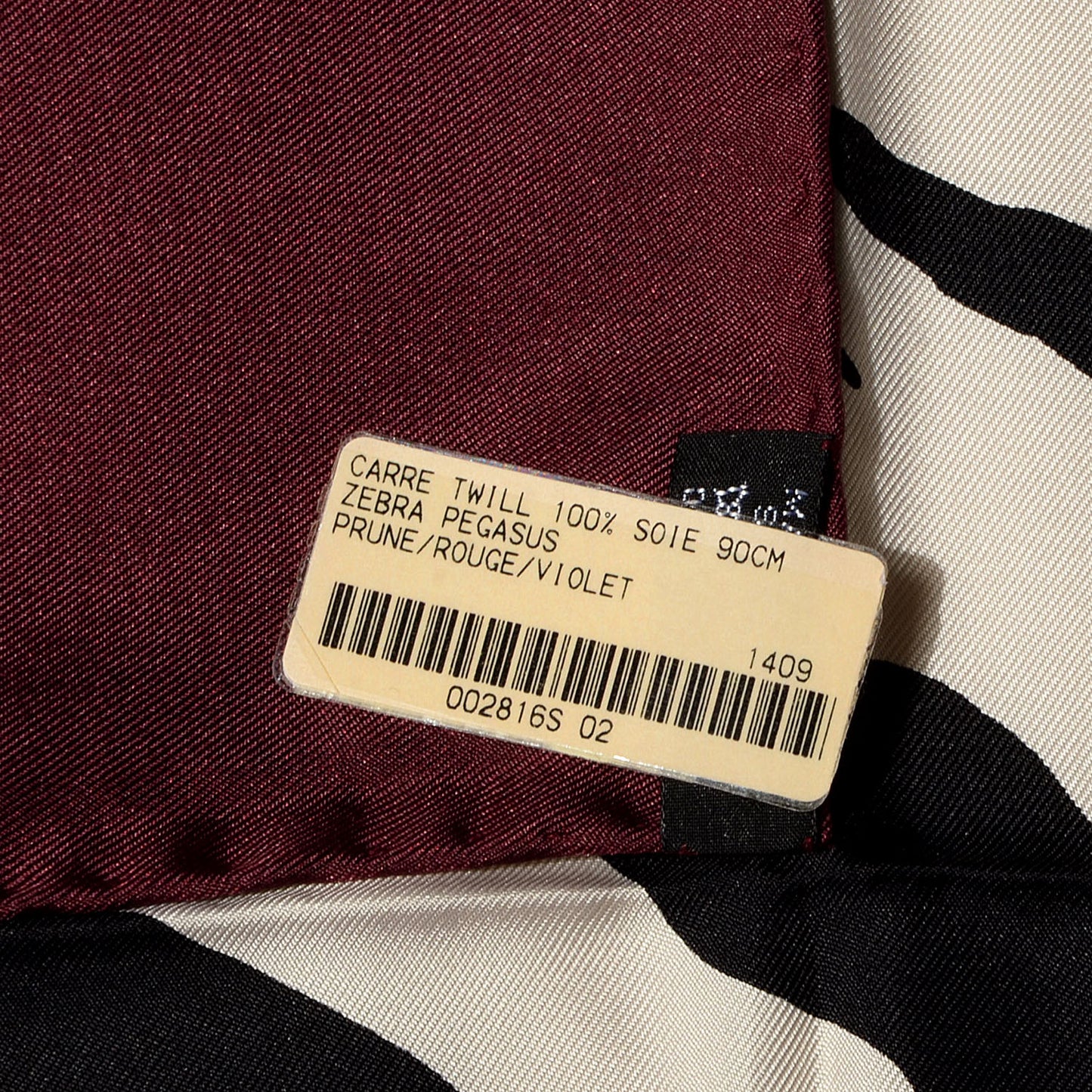 Silk Zebra Pegasus Scarf 90 Prune Rouge Violet