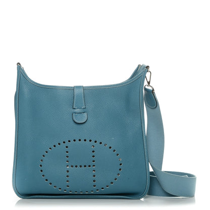 Hermes Taurillon Clemence Evelyne II GM Blue Jean 1 of 11