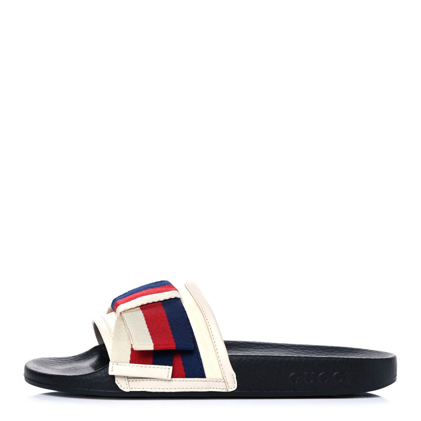 Satin Web Sylvie Bow Slide Sandals 37 White