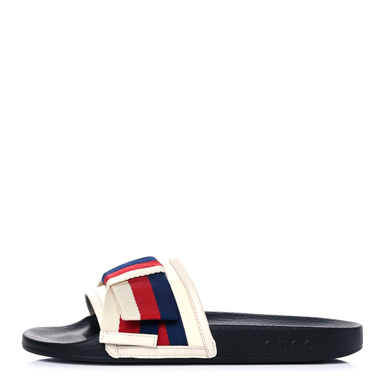 Gucci Satin Web Sylvie Bow Slide Sandals 37 White 1 of 9