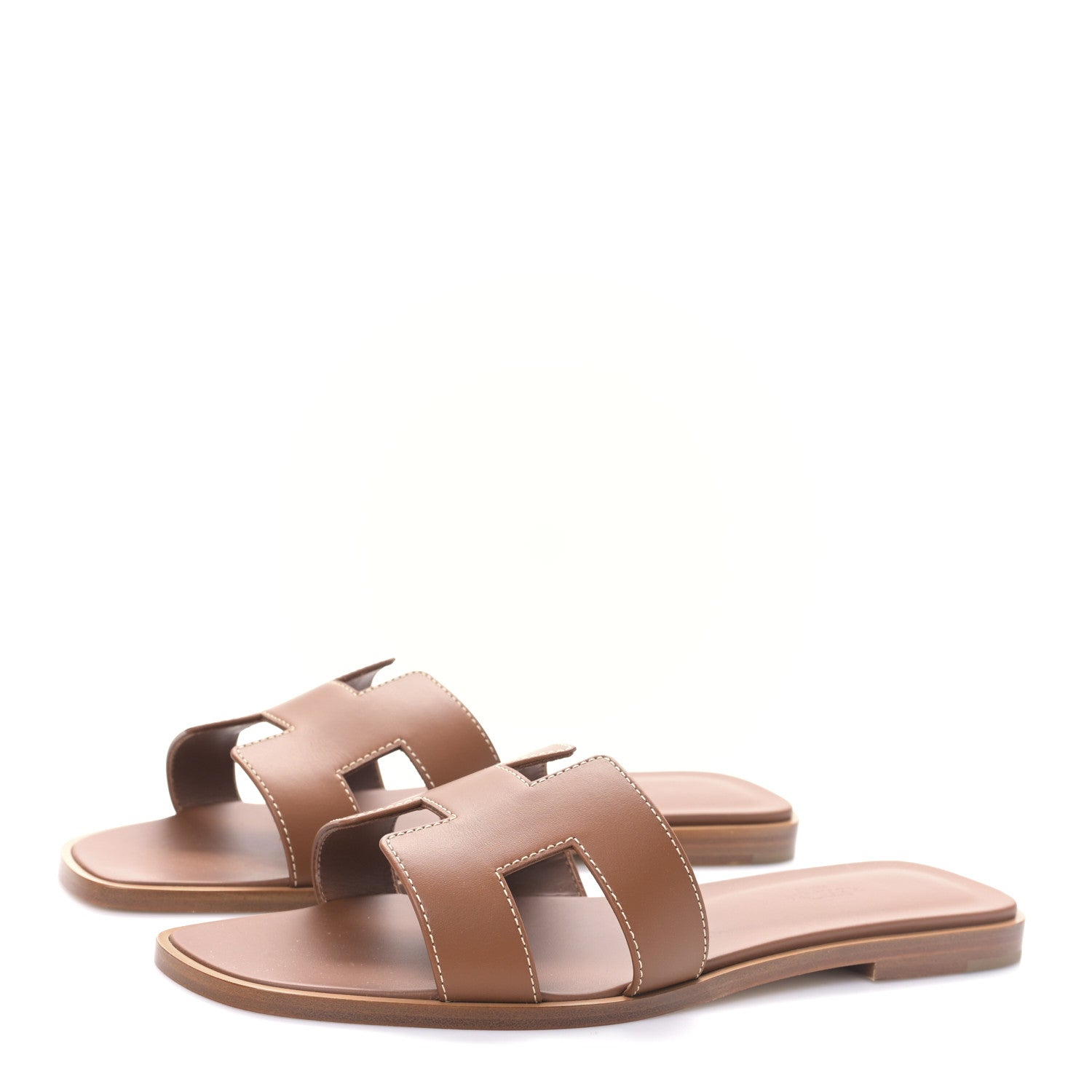 Hermes Box Calfskin Oran Sandals 39 Gold 3 of 8