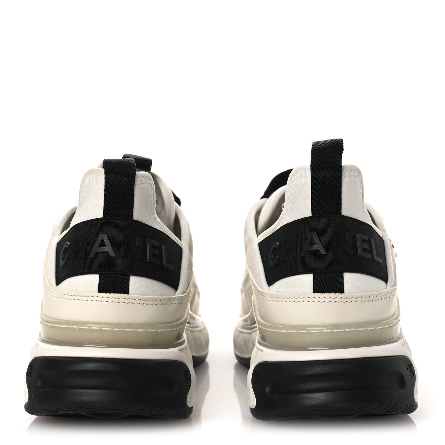 Velvet Calfskin Mixed Fibers CC Sneakers 40.5 Ivory Black