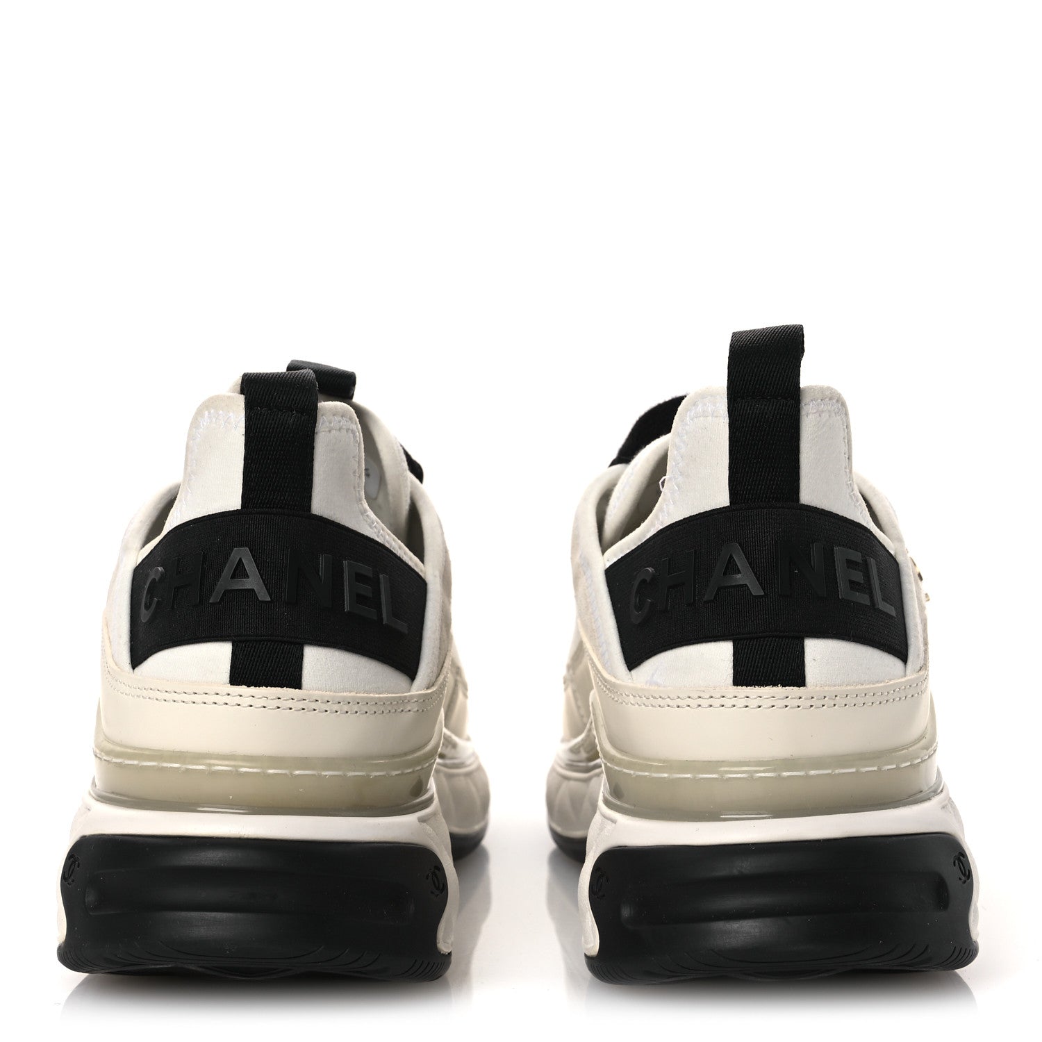 Chanel Velvet Calfskin Mixed Fibers CC Sneakers 40.5 Ivory Black 6 of 11