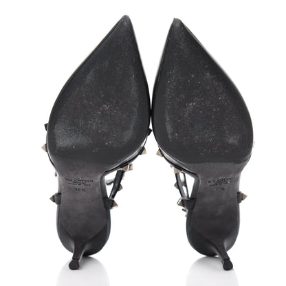 Valentino Garavani Nappa Rockstud Ankle Strap Low Heel Pumps 36.5 Black 6 of 10