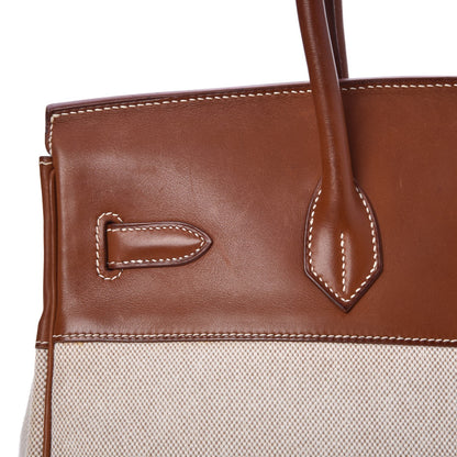 Hermes Toile Barenia Birkin 35 Fauve 32 of 45