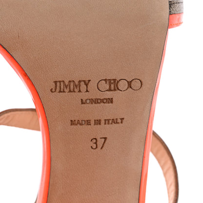 Jimmy Choo Nappa Patent Sandals 37 Neon Flame 6 of 10