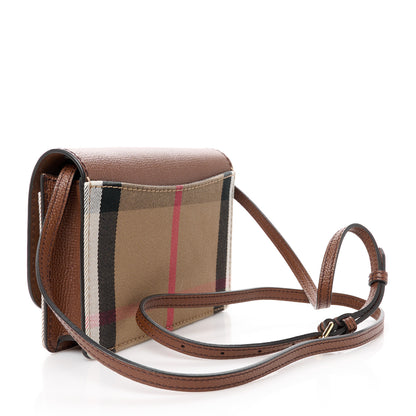 Burberry Derby Calfskin House Check Mini Hampshire Crossbody Tan 3 of 11