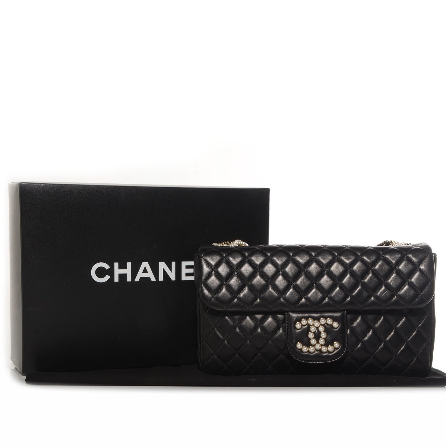 Lambskin Medium Westminster Pearl Flap Black