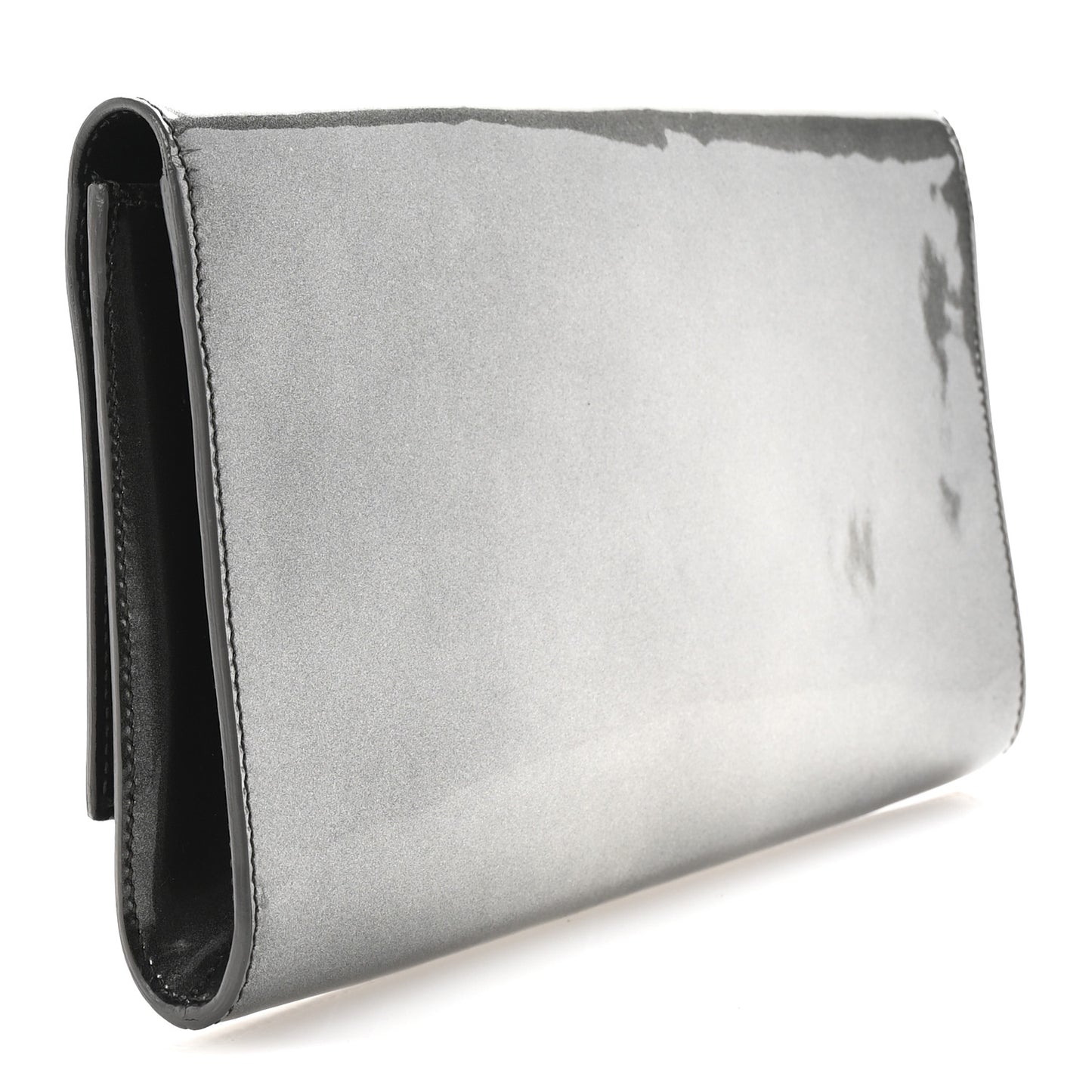 Textured Patent Monogram Large Belle De Jour Clutch Grey