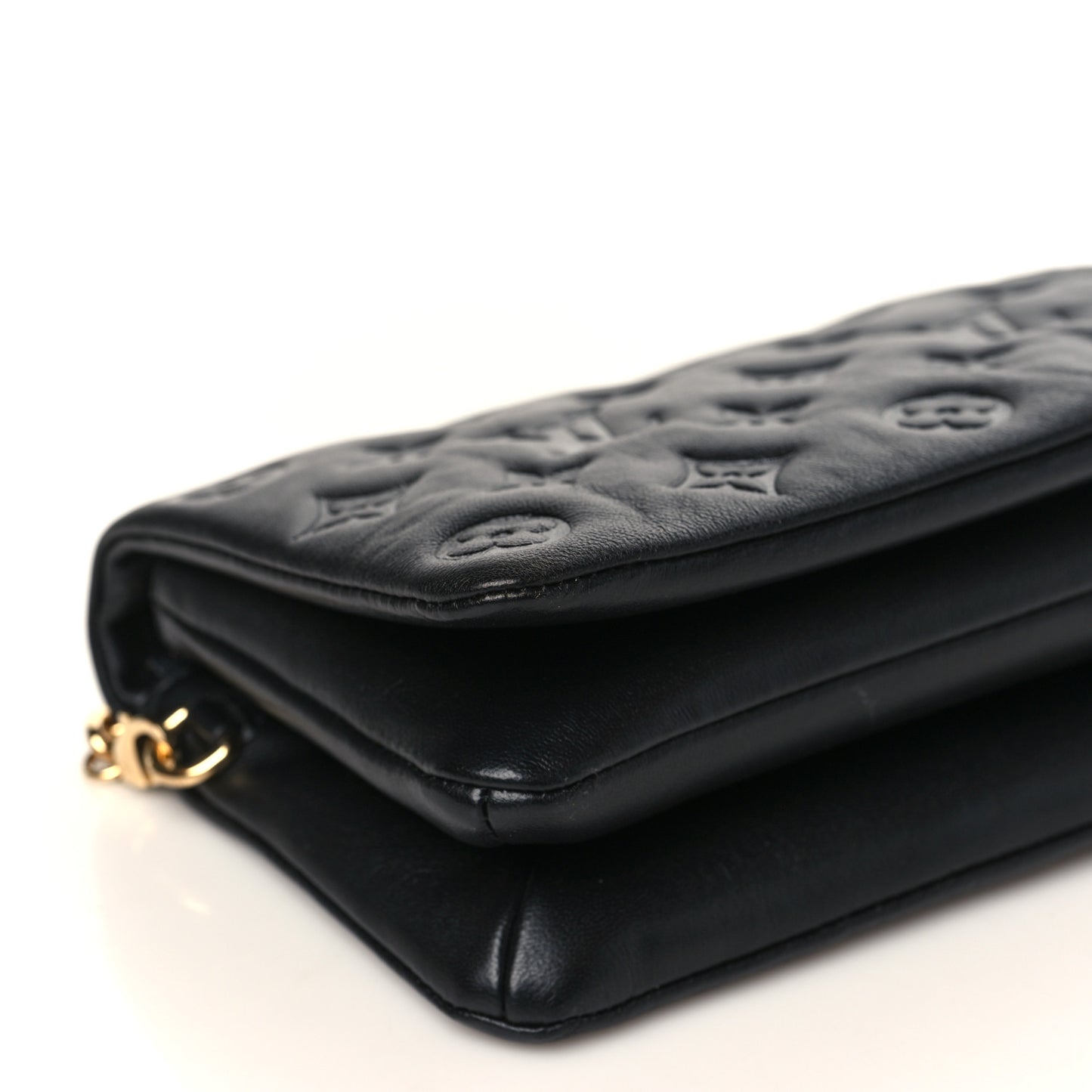 Lambskin Embossed Monogram Pochette Coussin Black