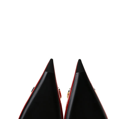 Balenciaga Patent BB Knife Pointy Toe Slingback Flats 39 Rouge Cardinal 8 of 11