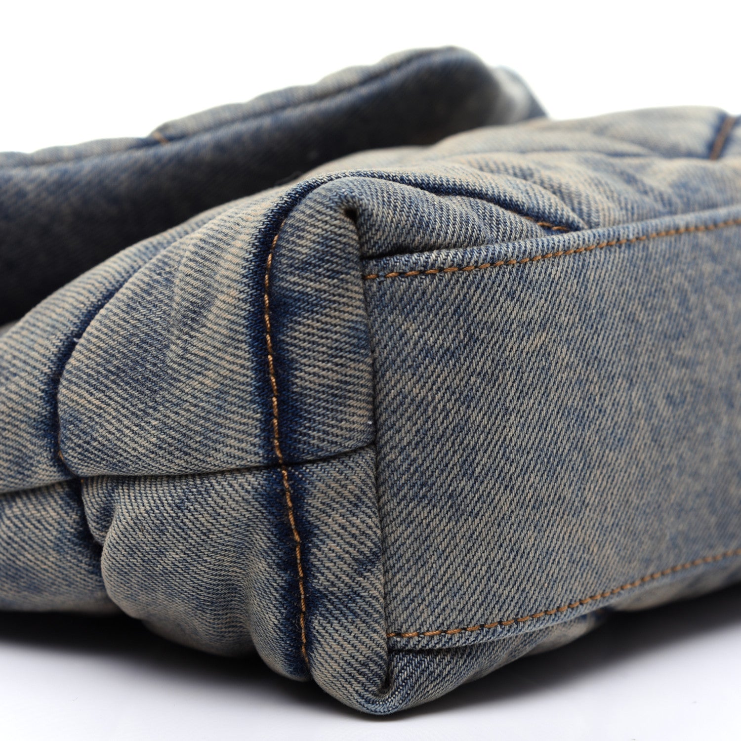 Saint Laurent Denim Quilted Toy Loulou Puffer Monogram Chain Satchel Blue Cinnamon 5 of 10