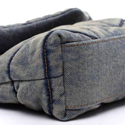 Saint Laurent Denim Quilted Toy Loulou Puffer Monogram Chain Satchel Blue Cinnamon 5 of 10
