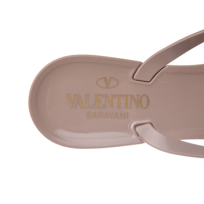 Valentino Garavani PVC Jelly Rockstud Bow Thong Sandals 38 Poudre 6 of 8